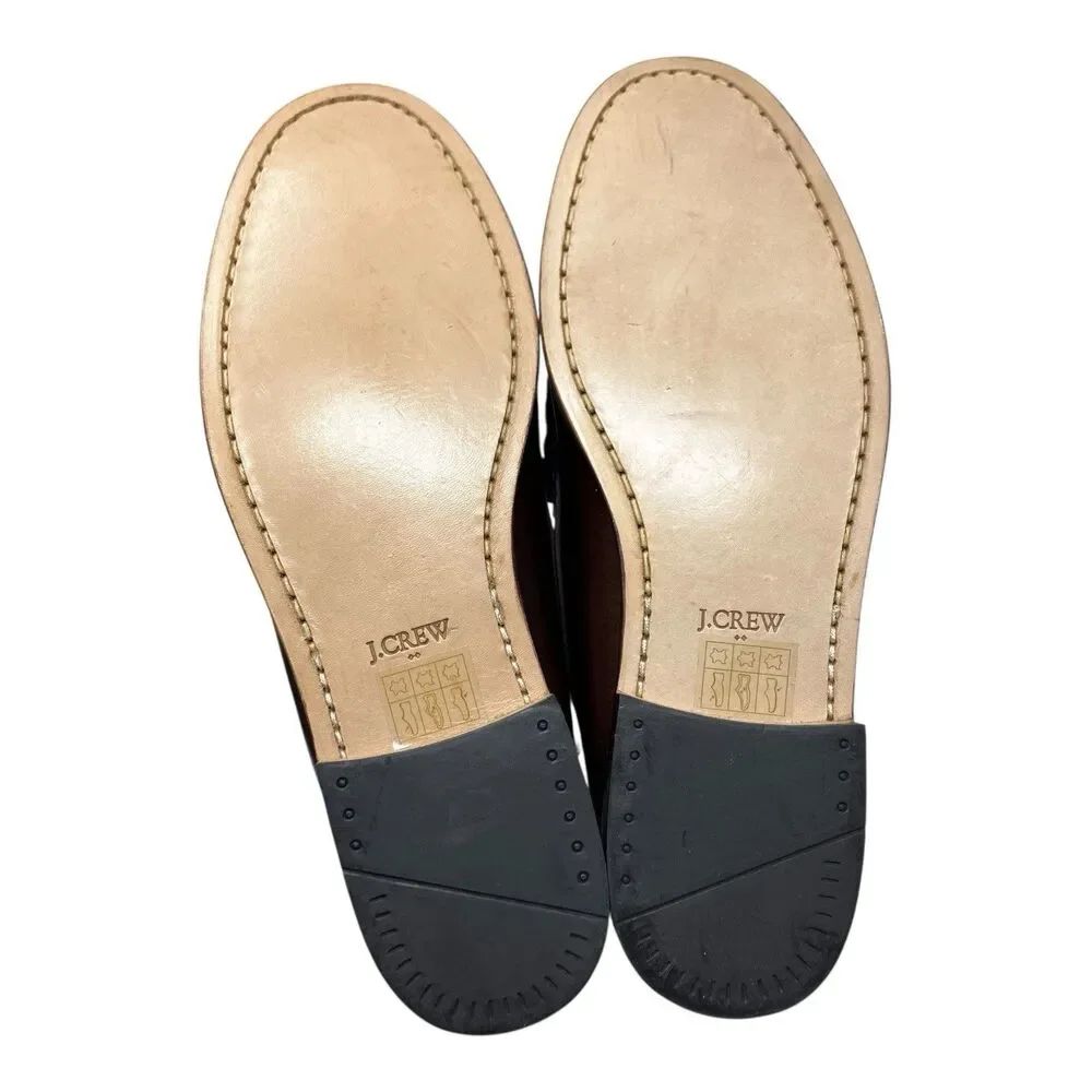 J Crew Penny Loafers Mens 9.5 Brown Leather Sole Business Preppy Luxury Shoes